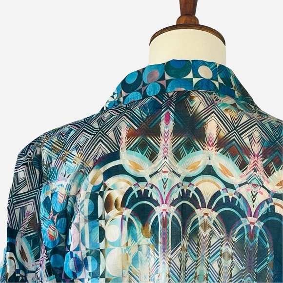 Johnny Was Button Down Boho Bell Sleeve Top - Picture 5 of 13